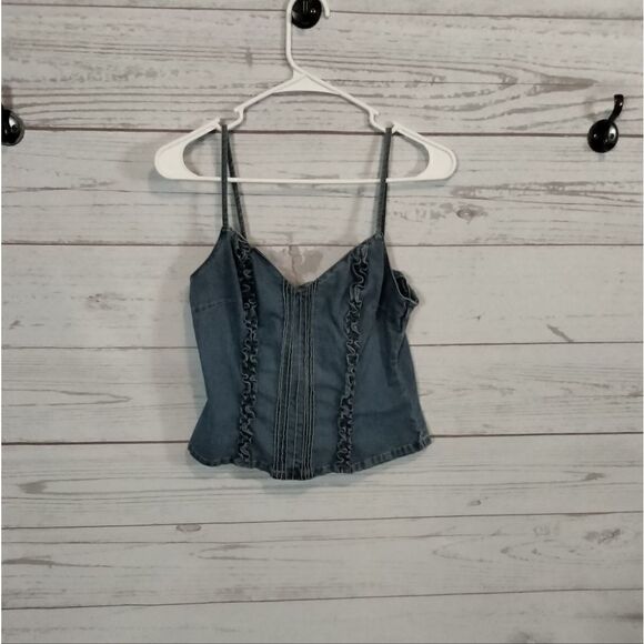 No Boundaries woman's jean halter  top - Picture 1 of 6